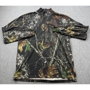 Duofold Camo Long Sleeve‎ Mock Neck Mens Sz L Shirt Mossy Oak Hunting Outdoor
